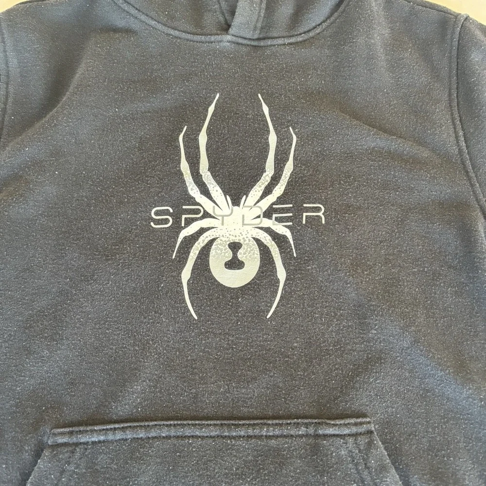 Lot of 2 Spyder Youth Boys Base Camp Pullover Hoodies Black & Blue Size M 10/12